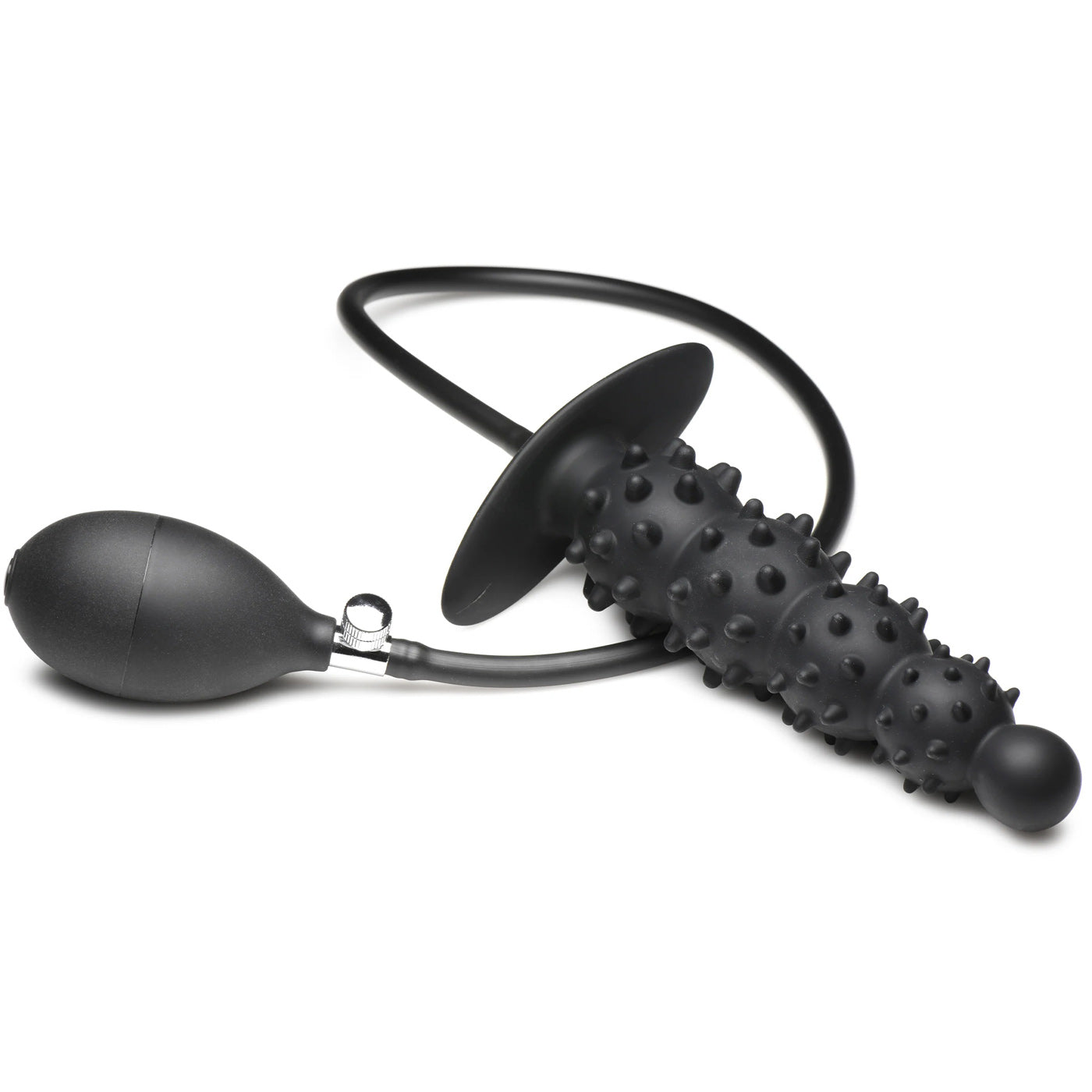 Ass Puffer Nubbed Inflatable Silicone Anal Plug - Black MS-AH219