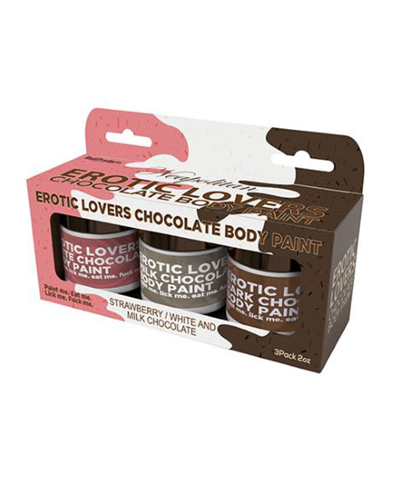 Erotic Lovers Chocolate Body Paint - Neapolitan - White Chocolate, Milk Chocolate and Strawberry - (3 Pack) HTP3474