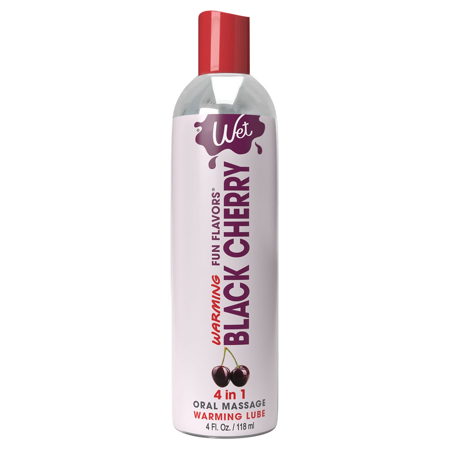 Wet Warming Fun Flavors - Black Cherry - 4 in 1 Lubricant 4 Oz WT20425