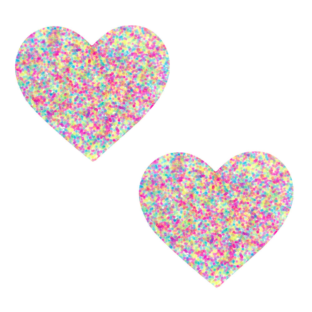 Sprankles Neon Blacklight Glitter I Heart U Nipztix Pasties NN-SPR-HRT-NS-NBLG