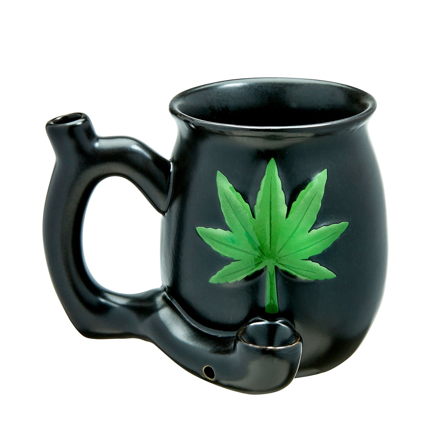 Black Matt Mug With Embossed Green Leaf - Roast and Toast FC-82504