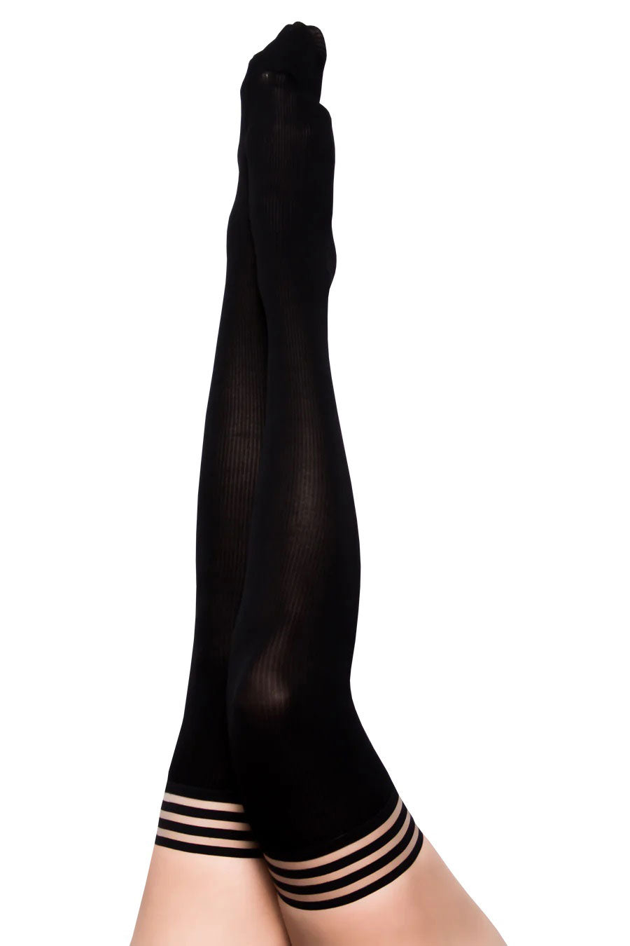 Dana Lynn - Ribbed Thigh High - Size a - Black KX-1303A-BLK-A