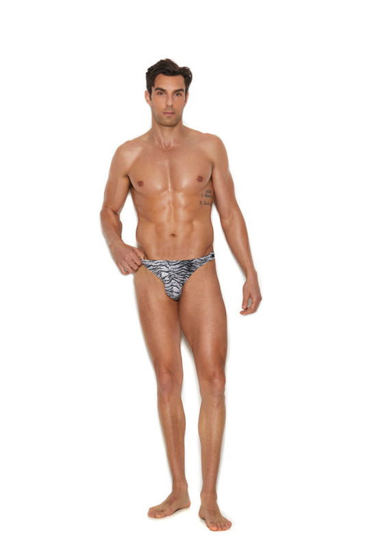 Men's Snap Closure Thong - Large/xlarge - Zebra EM-82203ZEBLXL