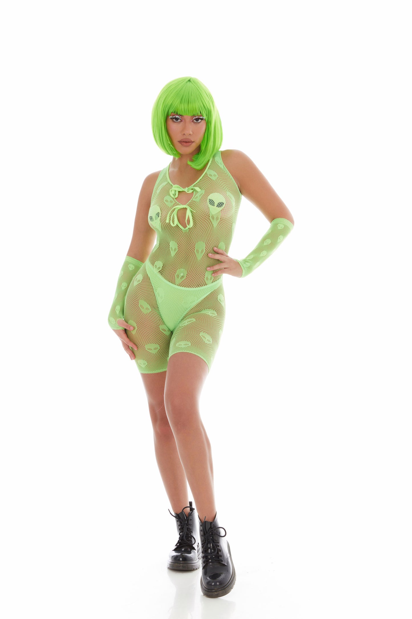 Out of This World 4pc Bodysuit Set -  One Size - Green KH-64002GECKOGRNOS