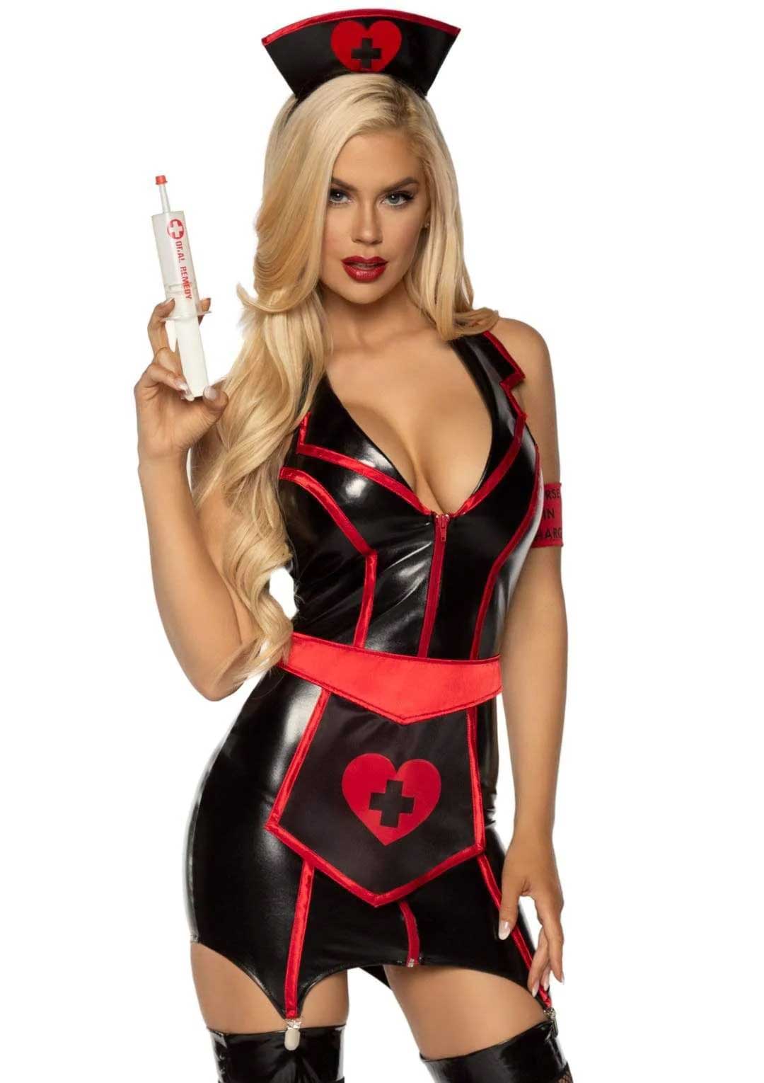 Naughty Nurse Costume - Large - Black/red LA-86926BLKL