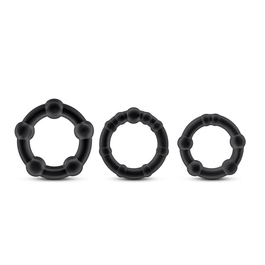 Stay Hard - Beaded Cock Rings - 3 Pack - Black BL-00015