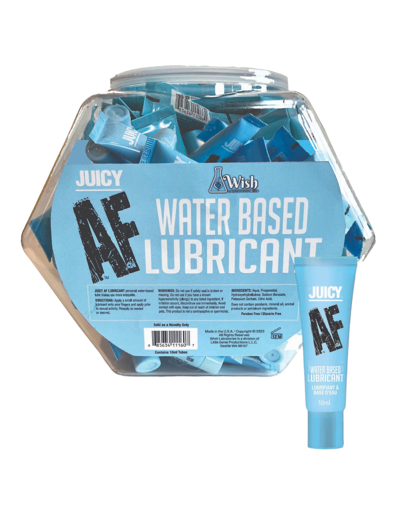 Juicy Af Water Based Lubricant - 10 ml -  Pop Display of 65 LG-BT650B