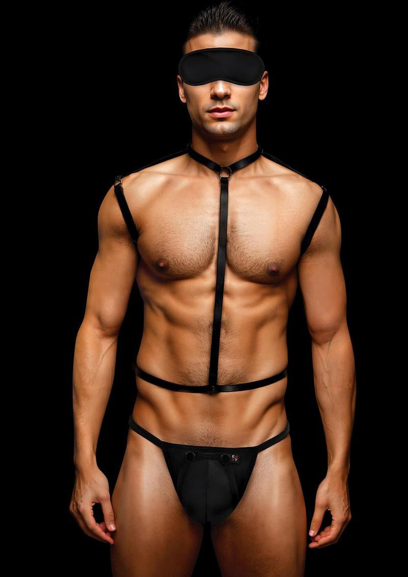 Envy 3 Pc Wet Look Chest Harness - Large/xlarge -  Black EV-BLEC13BKLXL